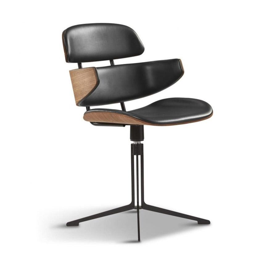 Chaise Athene pivotante en cuir Naver Selection noir avec accoudoirs - 37+ Design