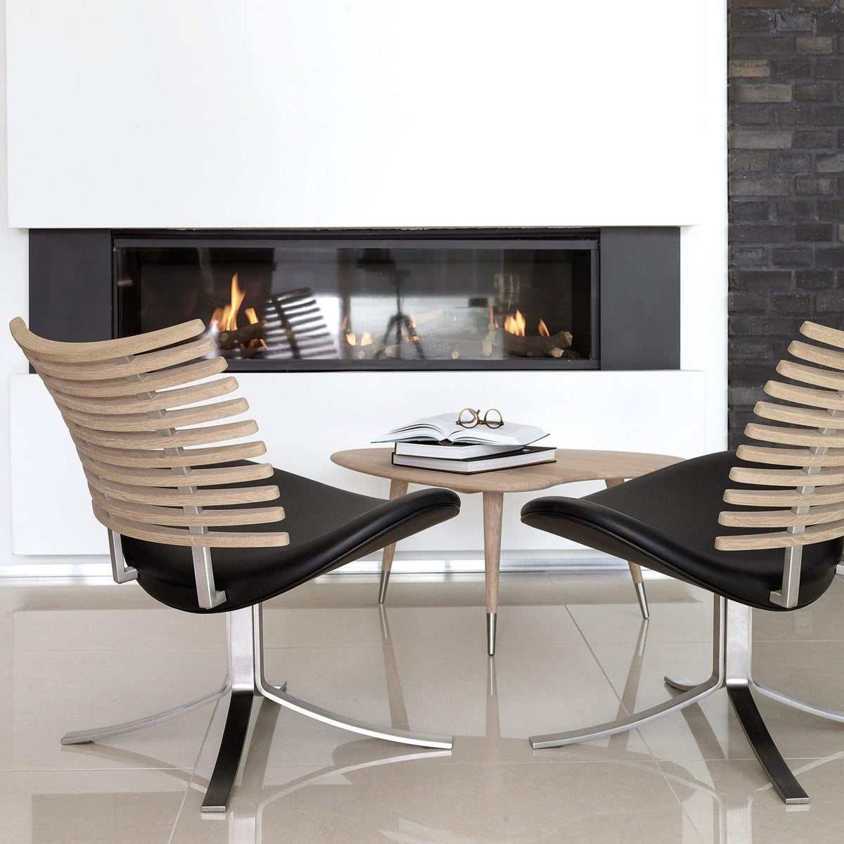 Fauteuil lounge Gepard - Cuir Select noir - 37+ Design