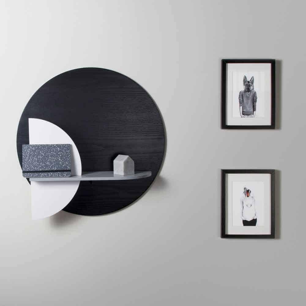Étagère murale Alba Herringbone en bois - finition gris, blanc et noir laqué - 37+ Design